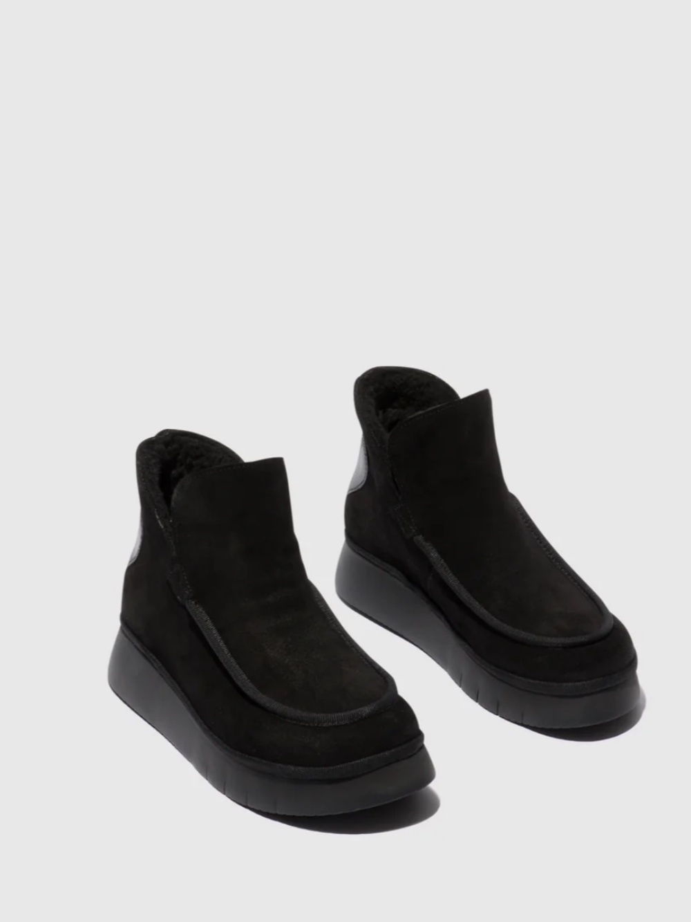 Fly London round toe Sherpa ankle boots